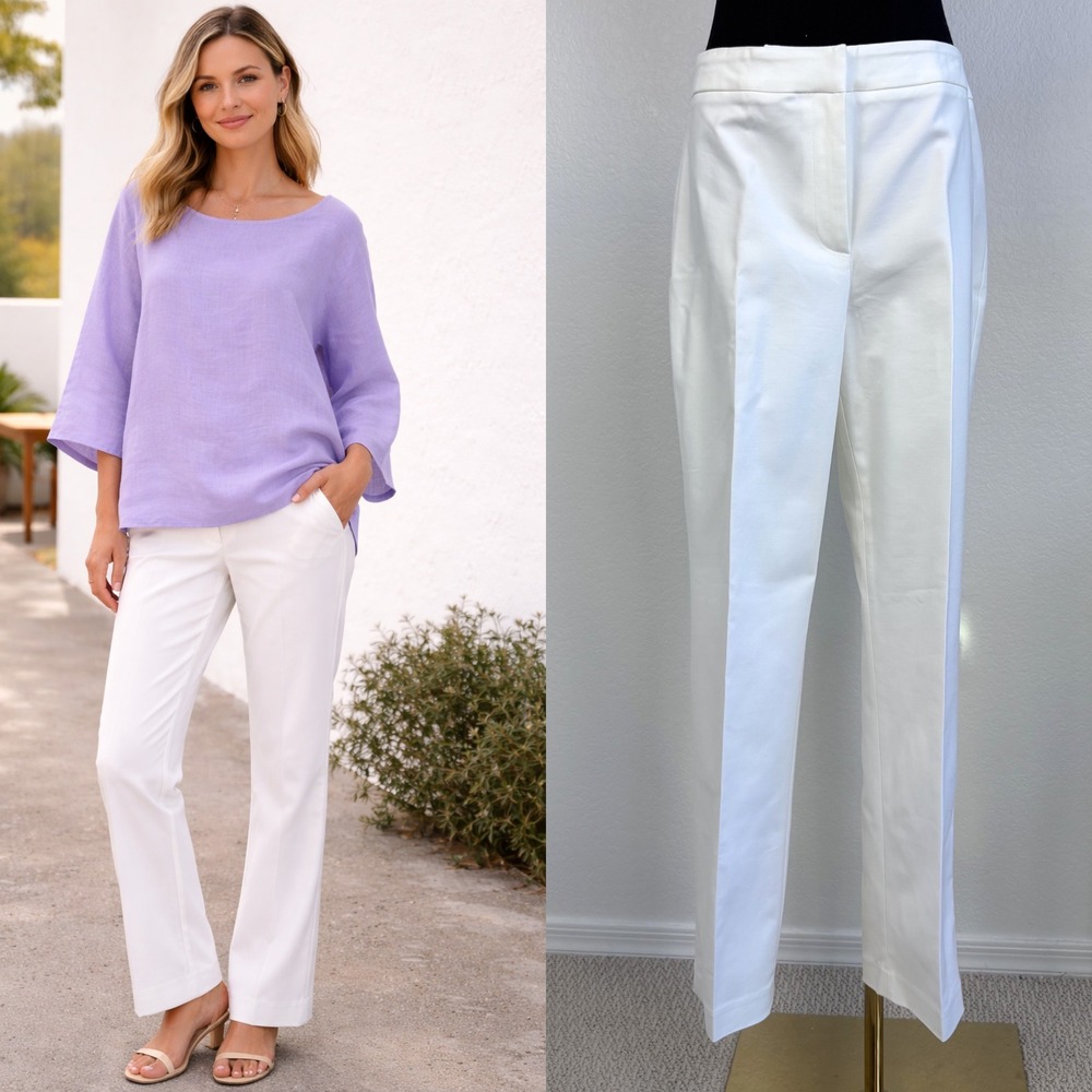 ZOZO Womens White Straight Leg Dress Pants Career Trousers Size 10